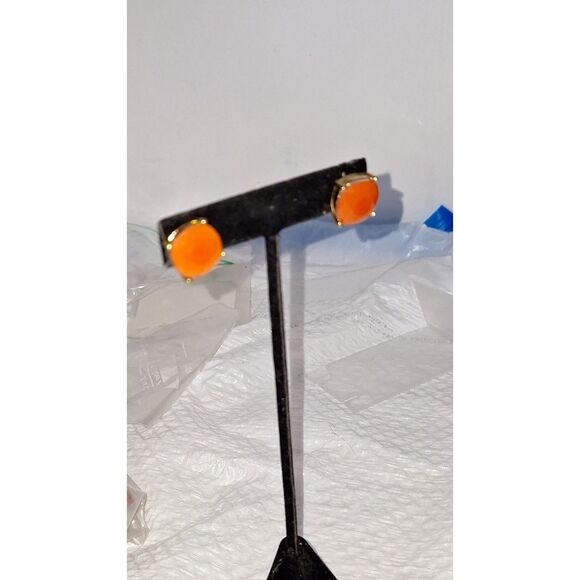 Chunky Rhinestone Pierced Earrings Peachy Pink Stud Post Silver Tone Cottagecore - Picture 8 of 8